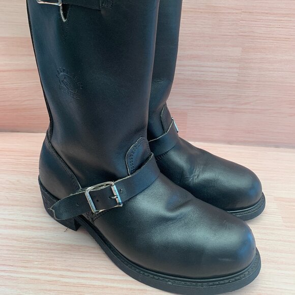 Carolina Engineer Boot Style 902, Made USA Men Sz 9 Black Leather 12" Biker Boot - Picture 1 of 12